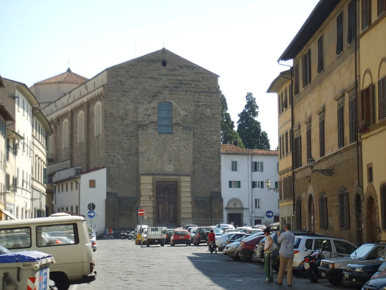 The bare stone facade of Santa Maria del Carmine on Piazza del Carmine