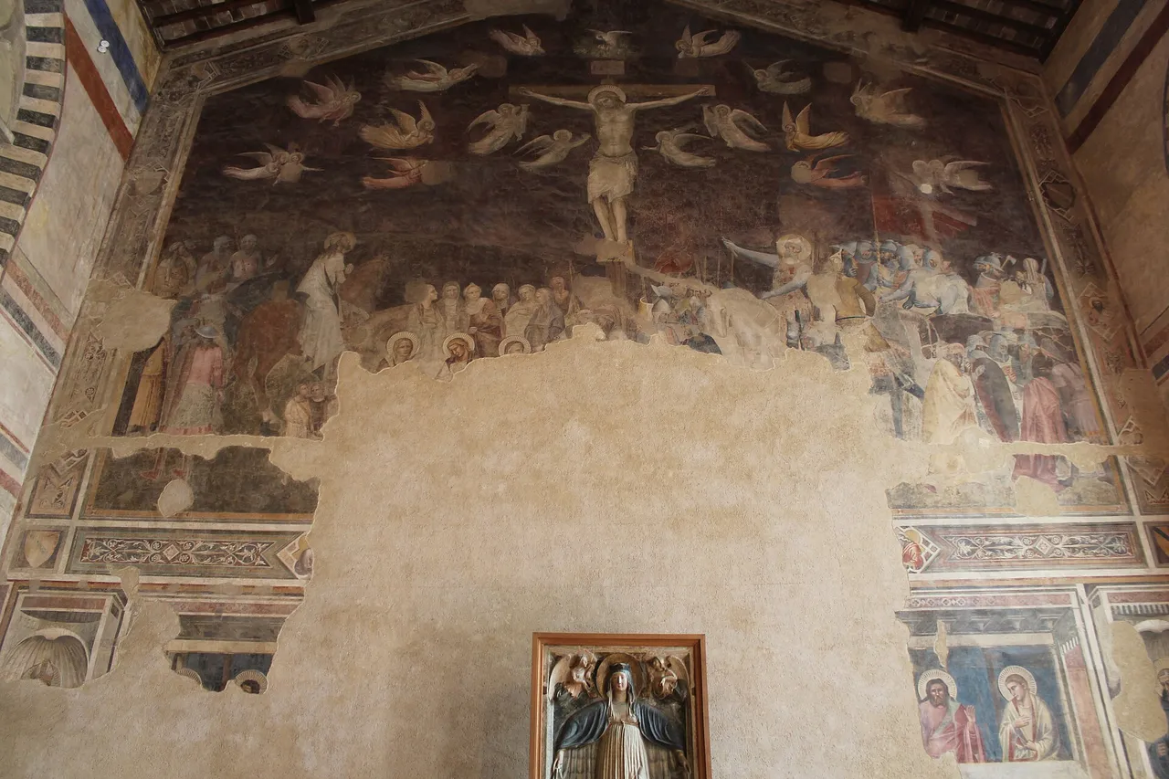 The refectory wall of Santo Spirito with Orcagna's fresco of the Crucifixion